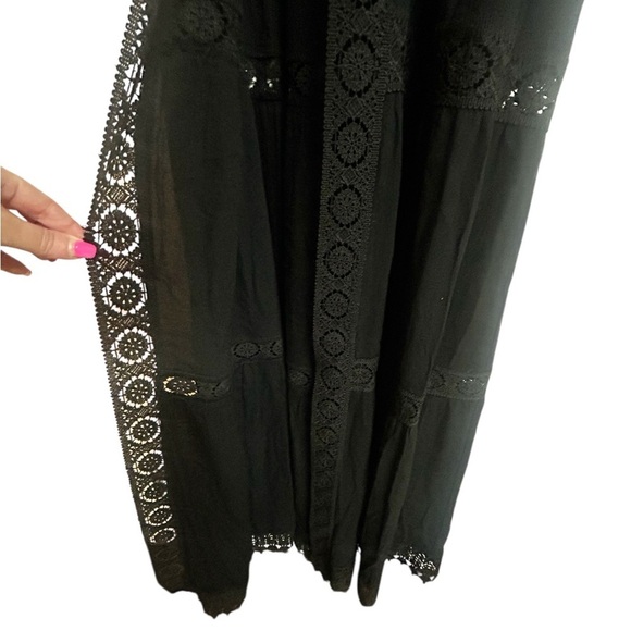 Floral Embroidered Duster Kimono Dress Womens S Black Whimsygoth Boho Lace - Picture 8 of 10